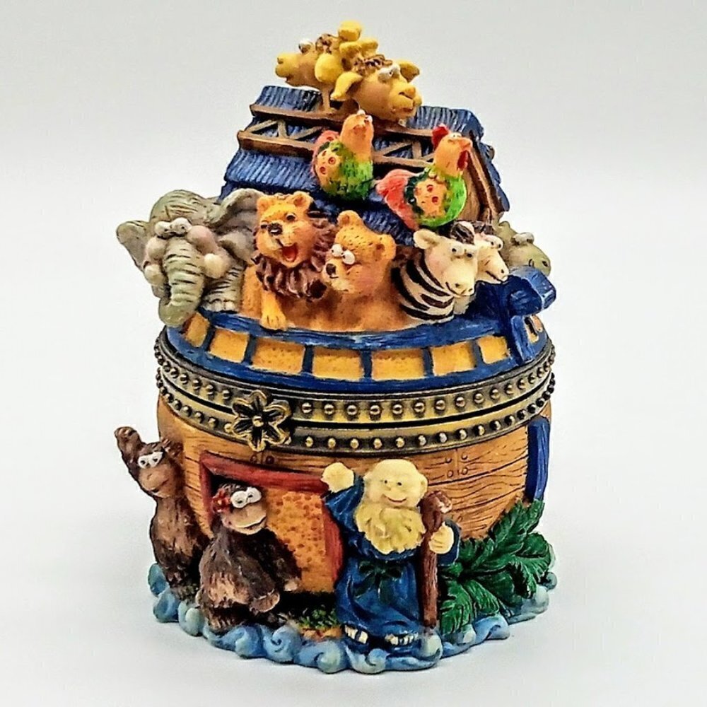 Noah's Ark Hinged Trinket Box